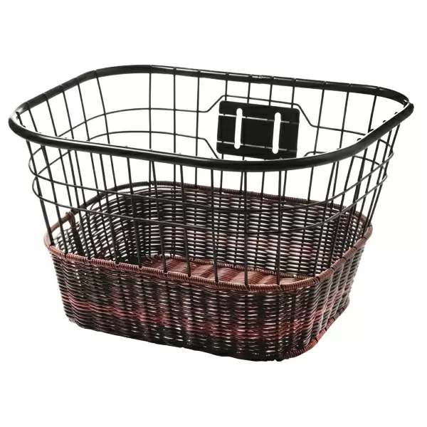 Front basket painted black iron and plastified wicker brown #1