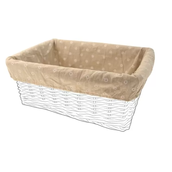 Rectangular basket cloth cover natural color and flowers #1