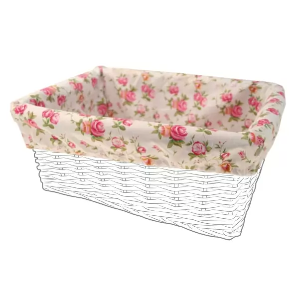 Rectangular basket cloth cover white and flowers #1