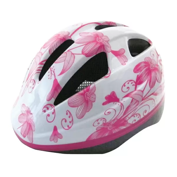 Kid helmet out-mould XS (48-52) white-flower graphic #1