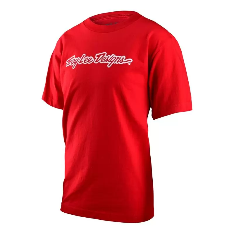 Camiseta de assinatura com manga curta para o tamanho da criança vermelha s #1