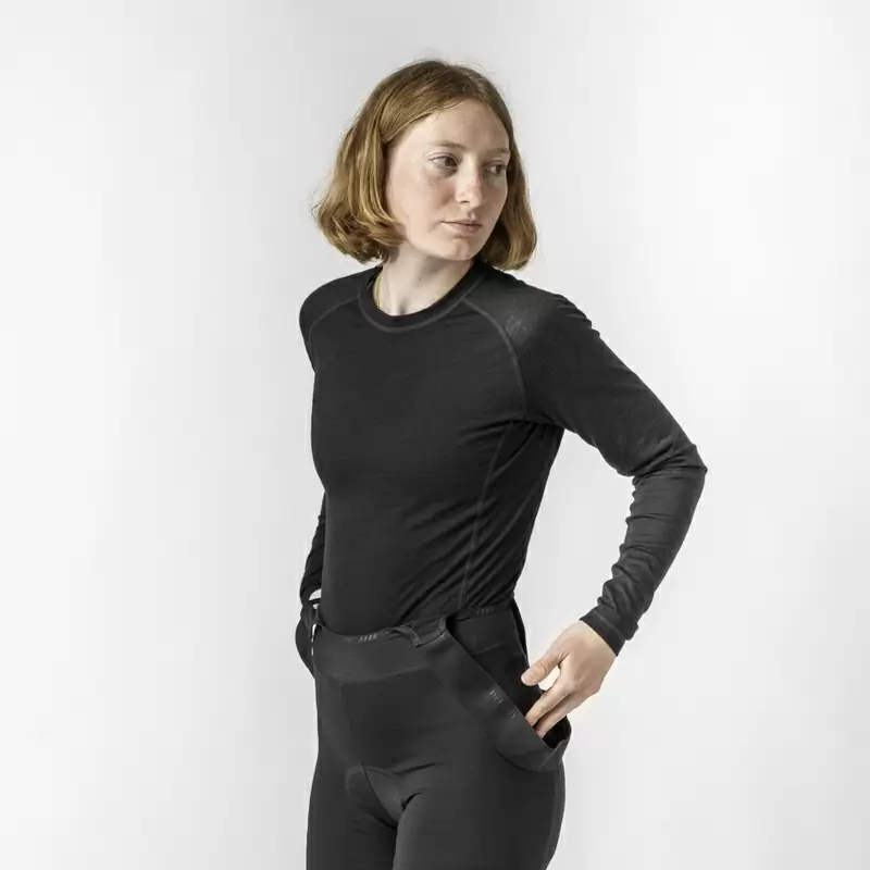 Women's Merino Long Sleeve Thermal Shirt Black Size XS #1