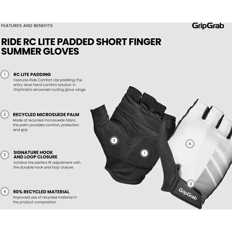 Gants de route RC Lite avec coussinet blanc/noir taille L #4