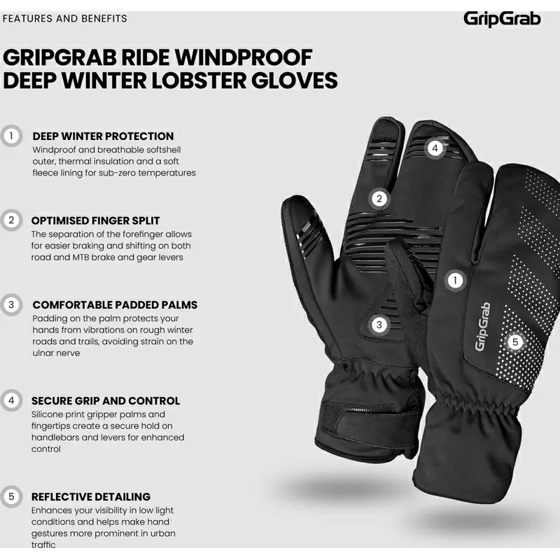 Ride Guantes De Invierno Tres Dedos Negro Talla L #9