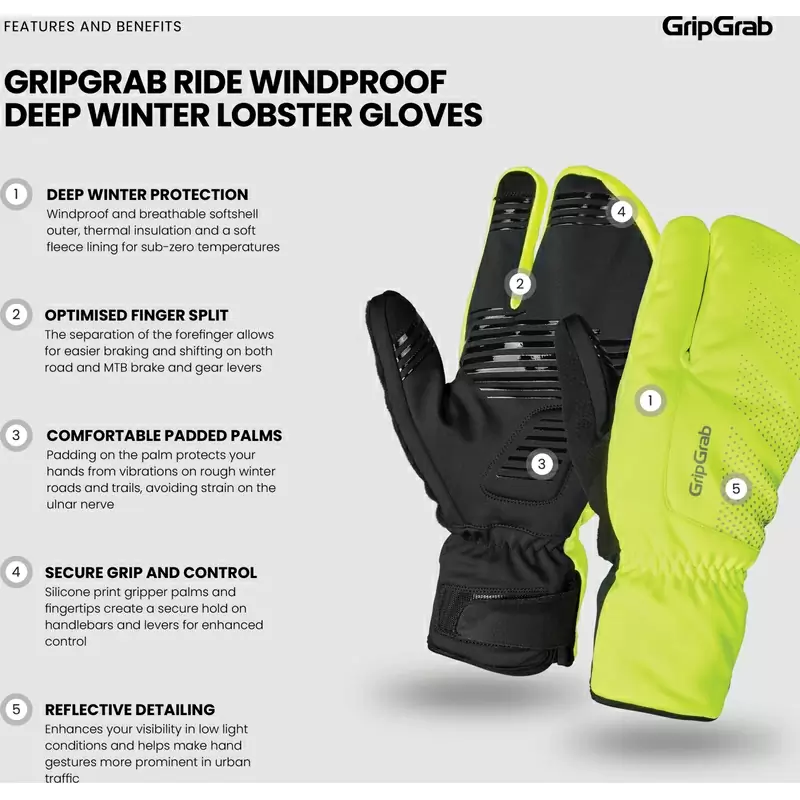 Gants d'hiver Ride Three Finger jaune/noir taille L #3