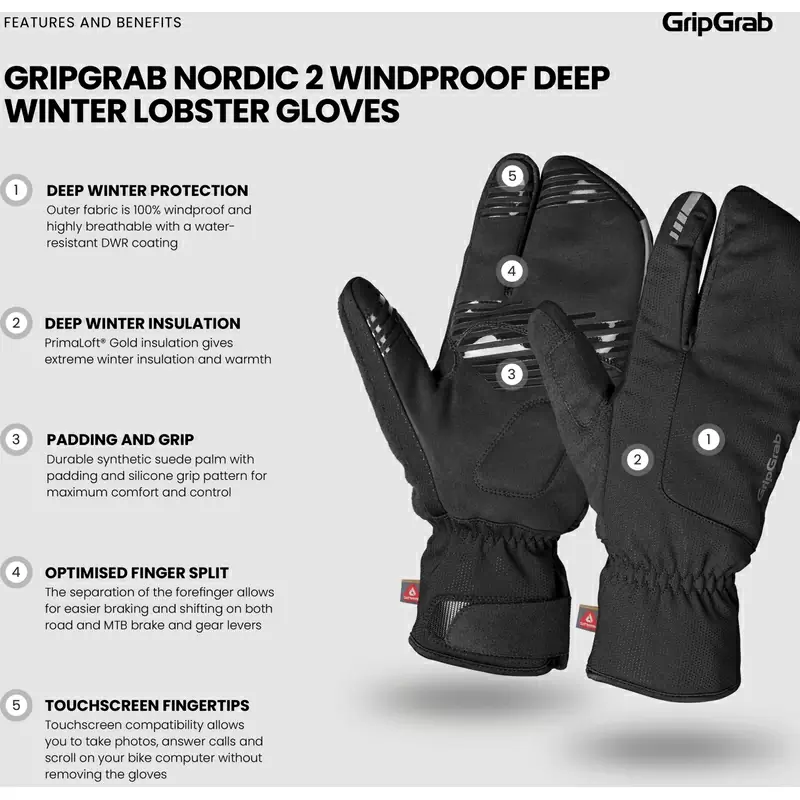 Gants d'hiver Nordic 2 à trois doigts noir taille XXL #8