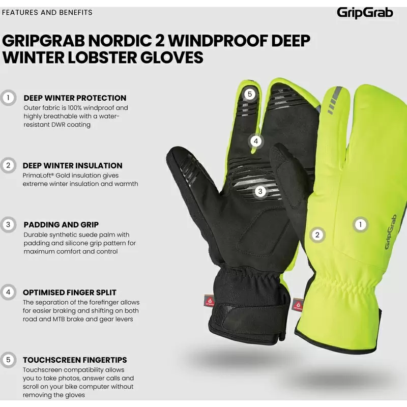 Guantes Invierno Nordic 2 Tres Dedos Amarillo/Negro Talla M #8