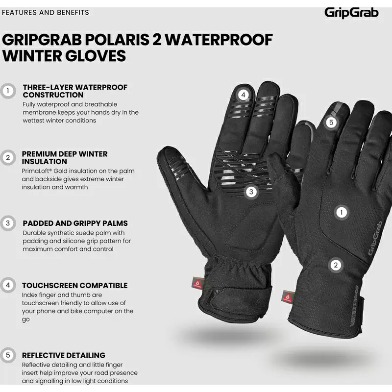 Guanti Invernali Polaris 2 Impermeabili Nero Taglia XS #8