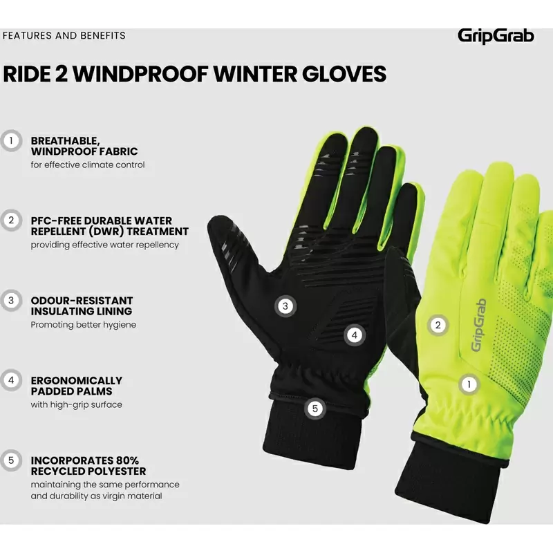 RIDE 2 Winter Gloves Yellow/Black Size S #5