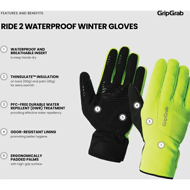 Guanti Invernali RIDE 2 Impermeabili Giallo/Nero Taglia XXL #7