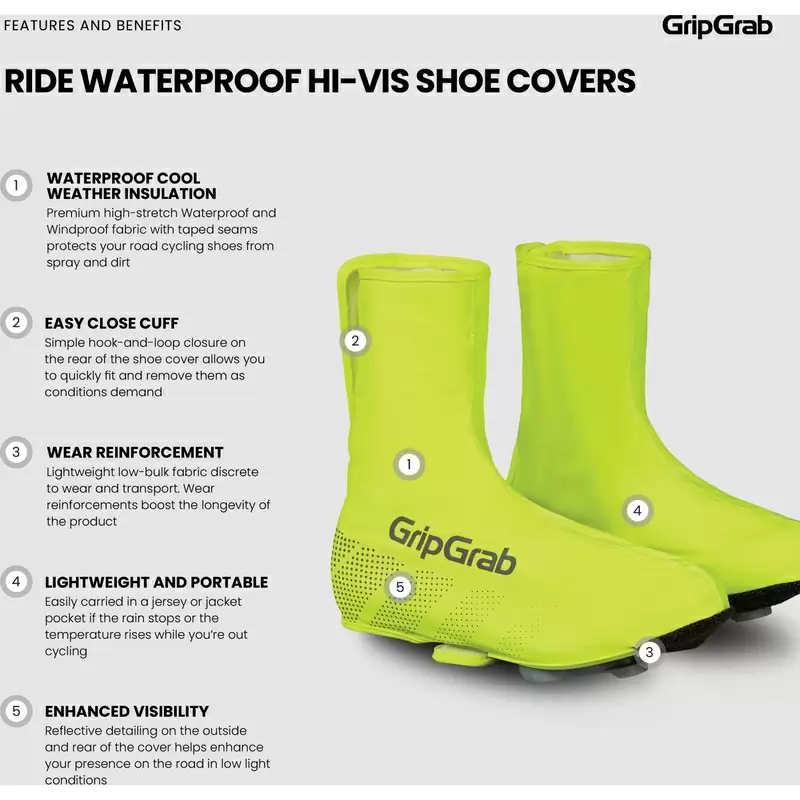 Ride Hi-Vis Waterproof Overshoes for Road Shoes Yellow Size XS (36-37) #8