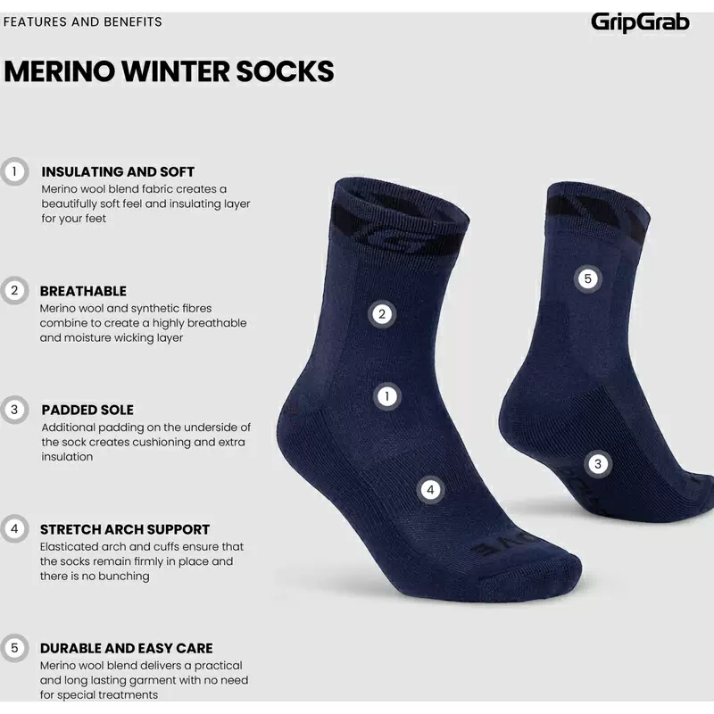 Calze Invernali Merino Blu Taglia S (38-41) #6