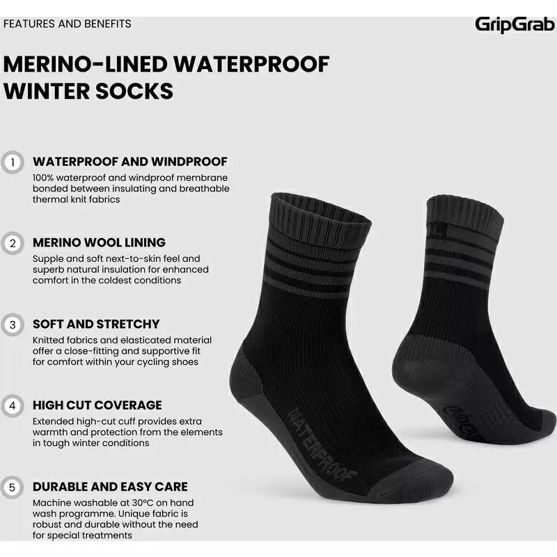 Wasserdichte, mit Merino gefütterte Wintersocken Schwarz Größe L (42-44) #4