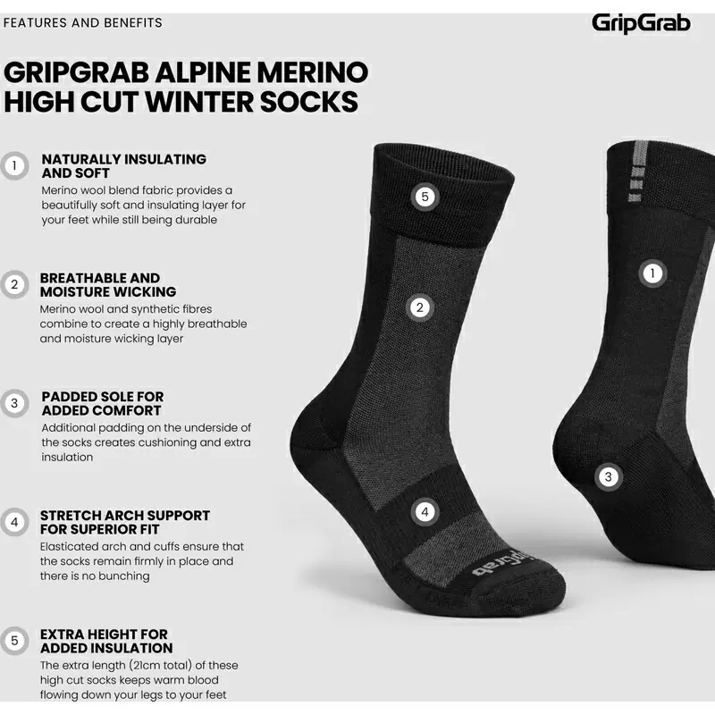 Meias de inverno Alpine Merino pretas tamanho L (44-47) #7