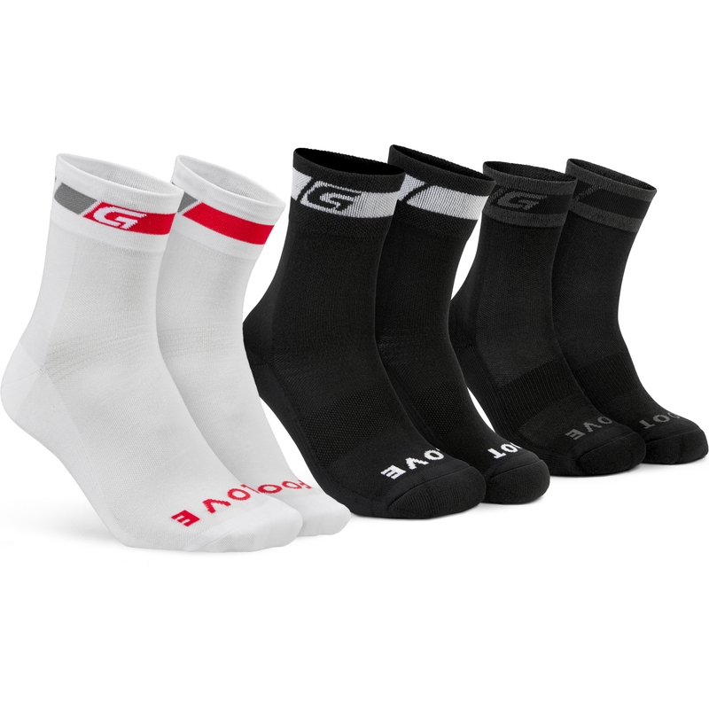 Meias 3 Pares Branco/Vermelho Preto/Branco Preto Tamanho M (41-44)