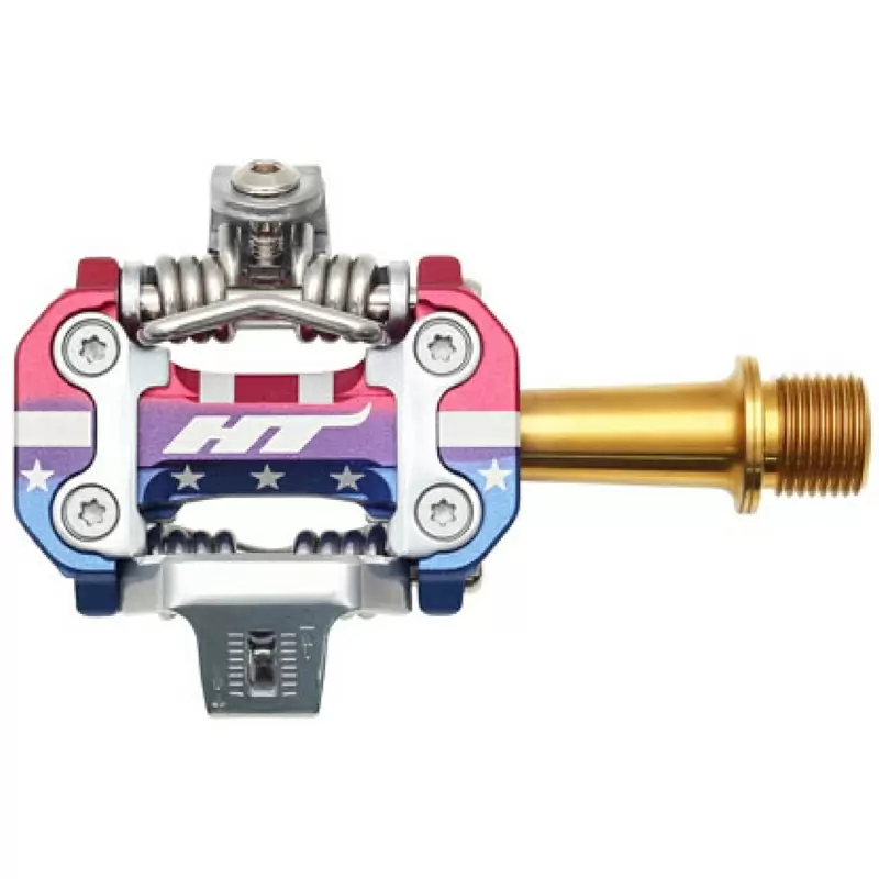 Pedal Par M2 Titanium Azul/Rojo - image