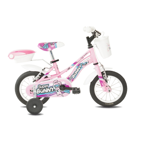 Super Bunny 12 Bici City Bimba 12'' 1V Acciaio Rosa 1-3 Anni