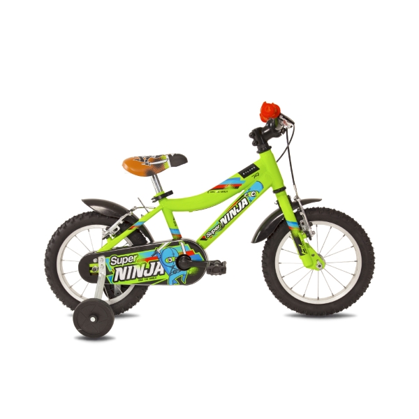 Super Ninja 14 Bici City Bimbo 14'' 1V Acciaio Verde 2-4 Anni