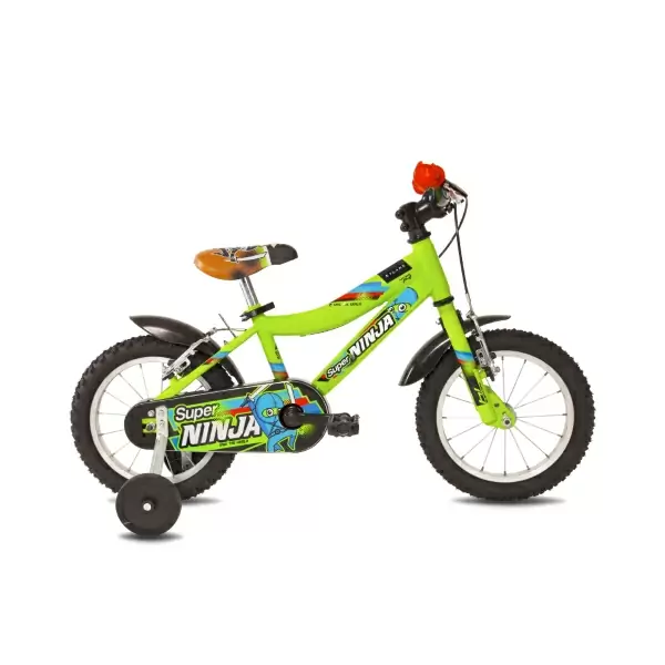 Bicicleta urbana Super Ninja 14 para meninos 14'' 1S Steel Green 2-4 anos - image