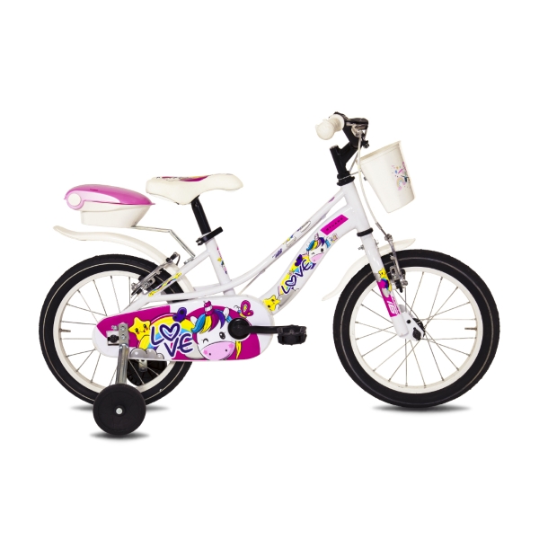Love 16 Bici City Bimba 16'' 1V Acciaio Bianco 3-5 Anni