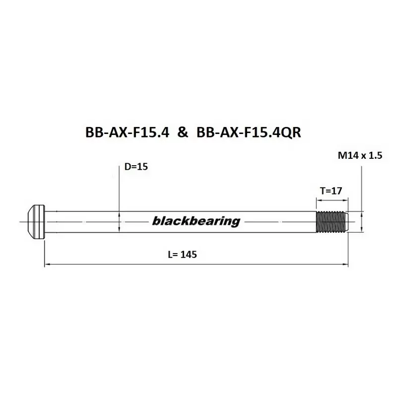 Steckachse für Fox-Gabel, Durchmesser 15, Länge 145, Teilung M14 x 1,5 #1