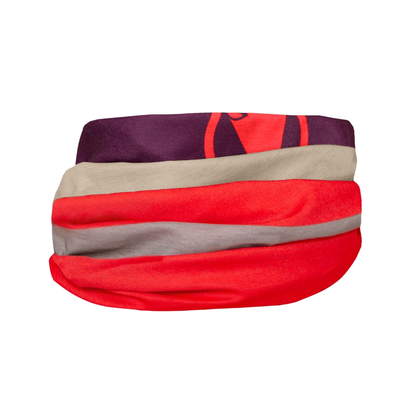 Cachecol Multitubo Vermelho/Roxo/Bege