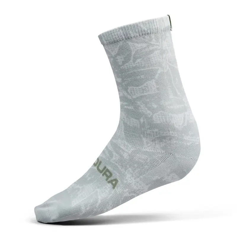 Mtb Grid Floral Ltd Print SOCK GRAY SOCKS L/XL socks - image
