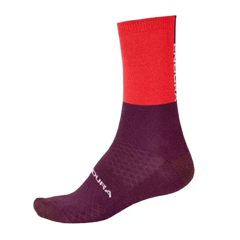Calze Invernali BaaBaa Merino Viola/Rosso Taglia S/M - image