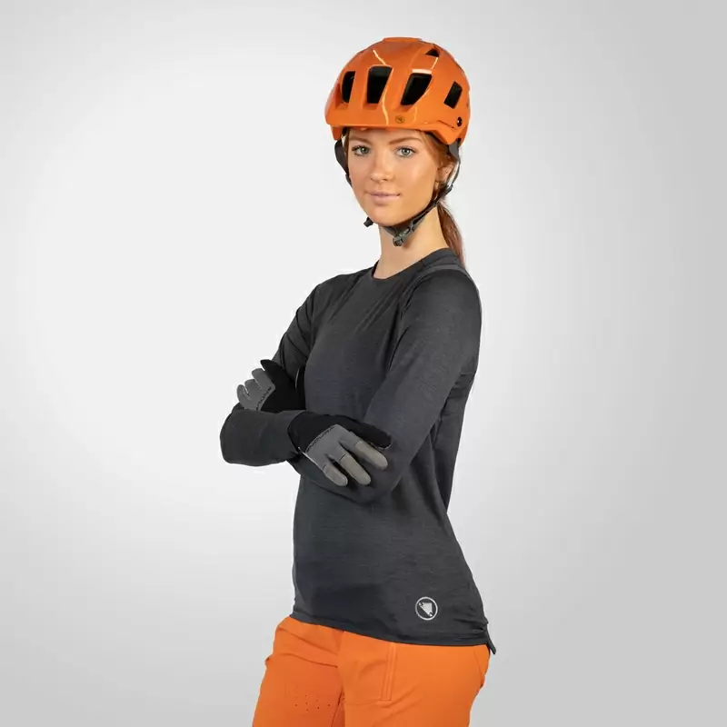 Camisa SingleTrack L/S Jersey de manga comprida para mulheres cinza tamanho XS #4