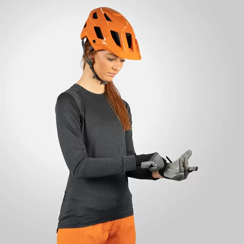 Camisa SingleTrack L/S Jersey de manga comprida para mulheres cinza tamanho XS #5