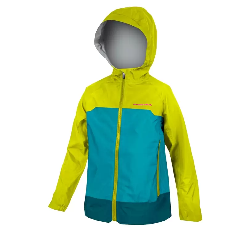 Kids MT500 JR Waterproof Jacket Green/Yellow Size S (7-8 Years) - image