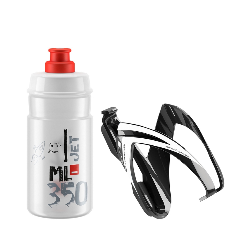 Kit Portaborraccia Ceo Nero + Borraccia Jet 350ml Trasparente/Rosso