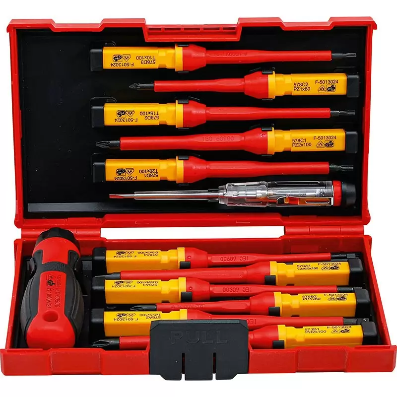 Set of 13 Pcs, Vde Insulated Screwdrivers, C/Interchangeable Blades - Code BGS35814 - image