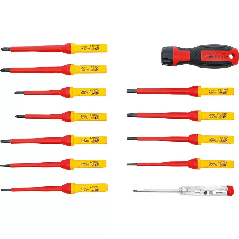 Set of 13 Pcs, Vde Insulated Screwdrivers, C/Interchangeable Blades - Code BGS35814 #5