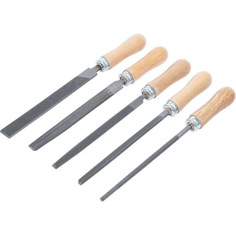 Set 5 Pcs, Files, Wooden Handle, 150 Mm - Code BGS50206