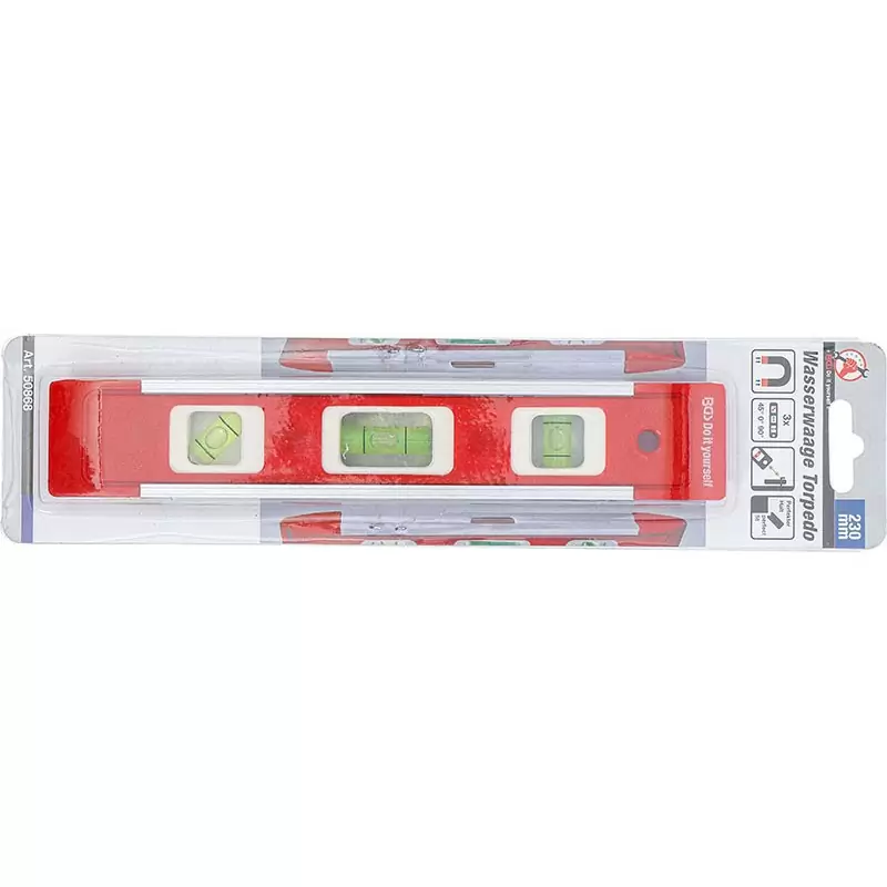 Level Rect. With Magnet, 3 Air Bubble Levels, 230mm - Code BGS50868 #3