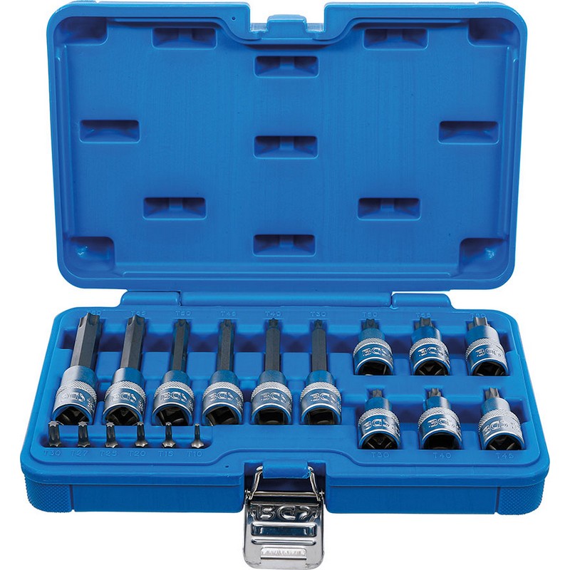 Conjunto de 18 peças, chaves de soquete. Conexão 1/4Ö e 1/2Ö, Torx - Código BGS5173