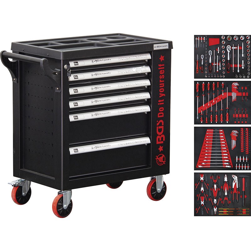 Carrello 6 Cassetti,Armadio Latterale, 158 Utensili - Codice BGS6055