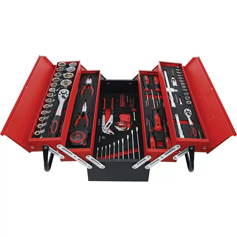 Extended box with 5 sheet metal compartments, with 86 tools. - Code BGS6056 - image