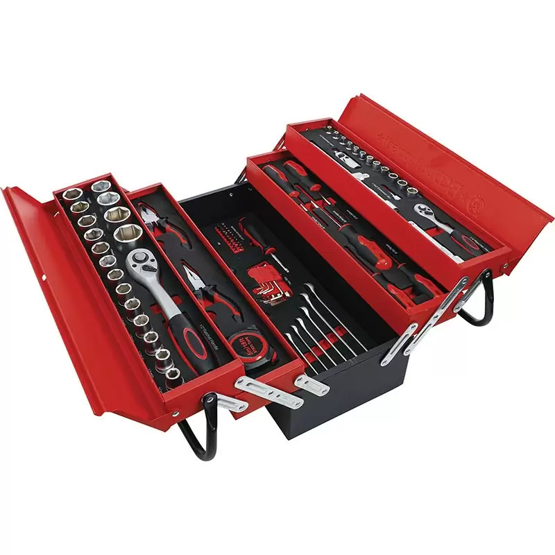 Extended box with 5 sheet metal compartments, with 86 tools. - Code BGS6056 #1