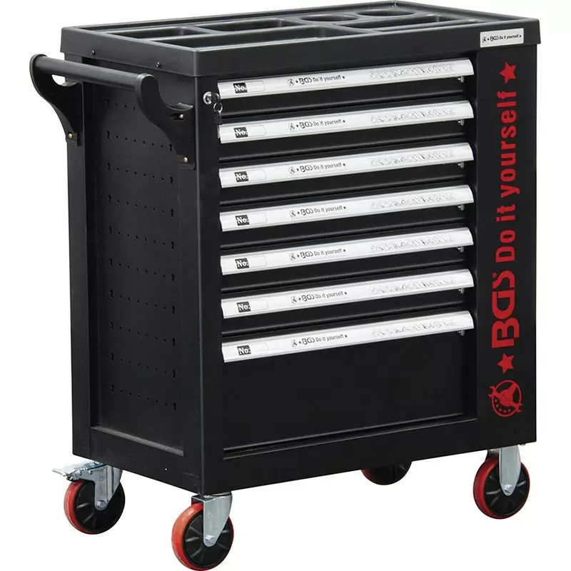 7 Drawer Tool Trolley, W/Side Cabinet, Empty - Code BGS6058-1 - image
