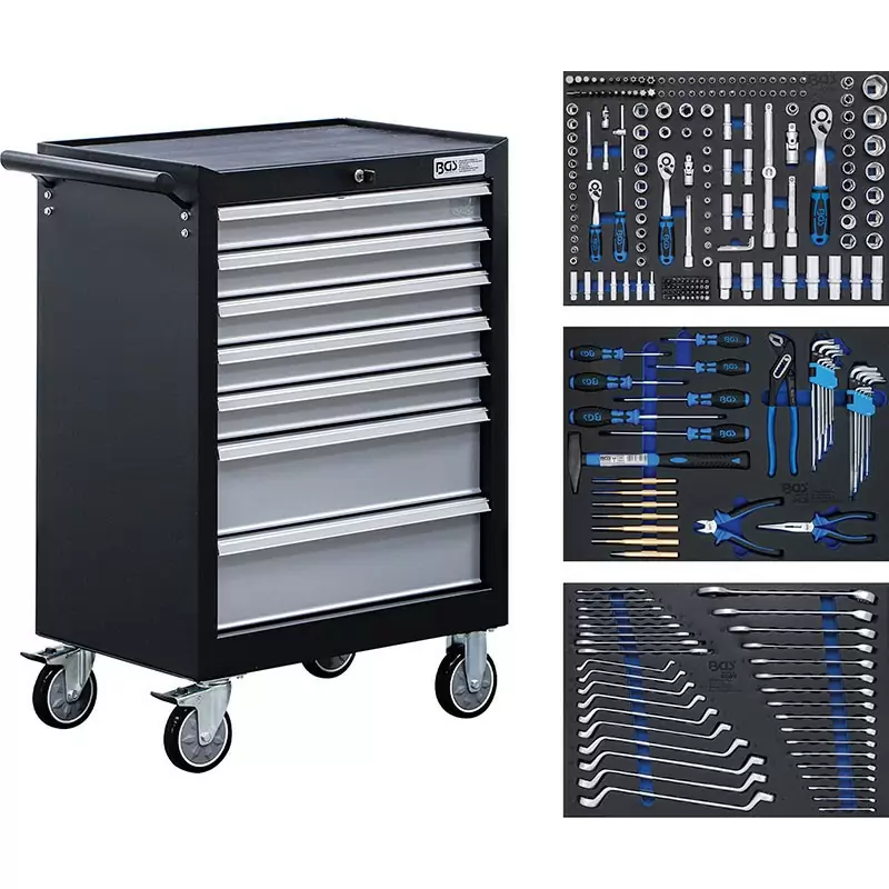 Tool Trolley 7 Drawers, With 263 Tools - Code BGS6062 - image