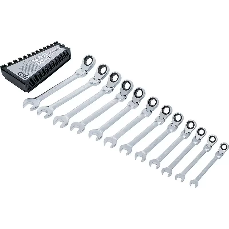 Set of 12 Pcs, Combination Ratchet Wrenches, Polyg.C/Joint, 8-19 M - Code BGS6546 - image