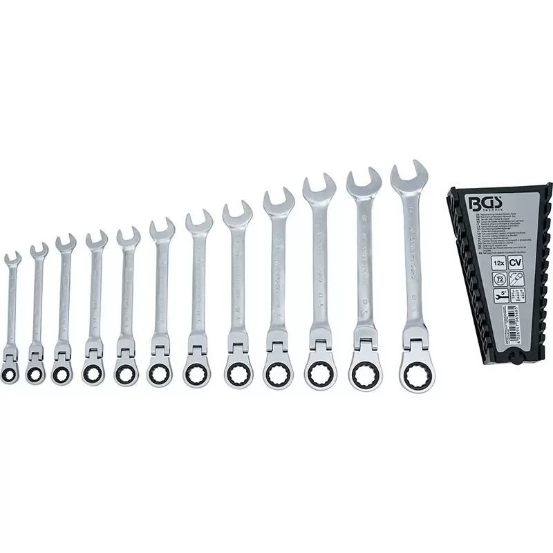 Set of 12 Pcs, Combination Ratchet Wrenches, Polyg.C/Joint, 8-19 M - Code BGS6546 #3