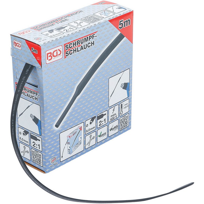 Schwarzer Schrumpfschlauch, im Abroller ¤ 8,0 mm 5 Meter – Code BGS6852