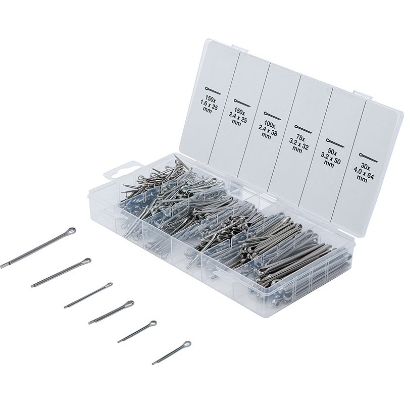 Ass.555 Pcs., Pasadores de chaveta de acero inoxidable - Código BGS8048-1