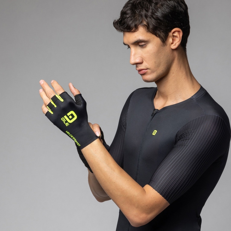 Guanti Strada Velocissimo Nero/Giallo Fluo Taglia L
