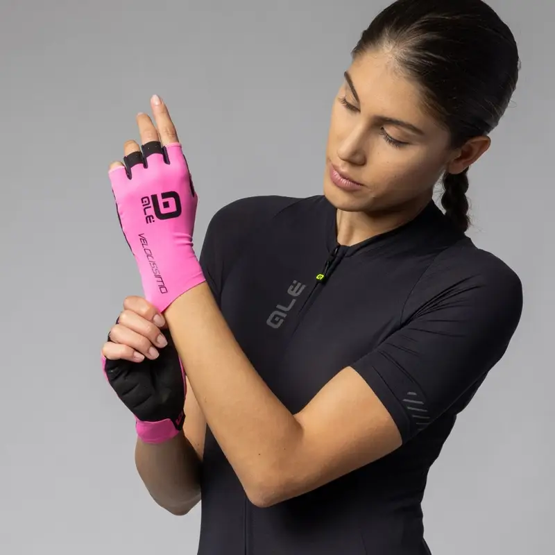 Guanti Strada Velocissimo Rosa Fluo/Nero Taglia XS - image