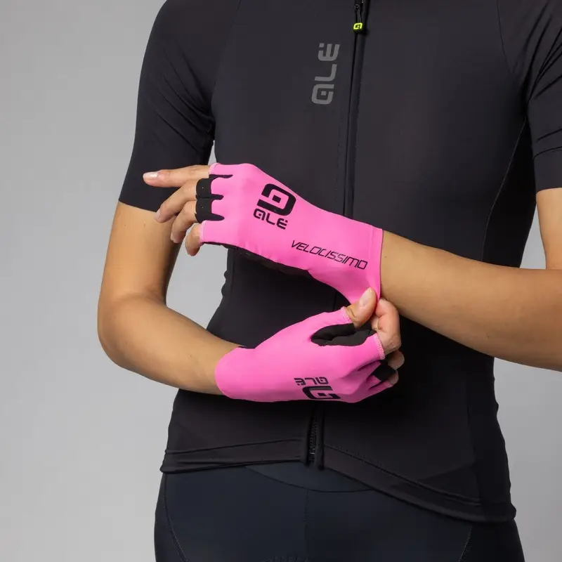 Guanti Strada Velocissimo Rosa Fluo/Nero Taglia XS #2