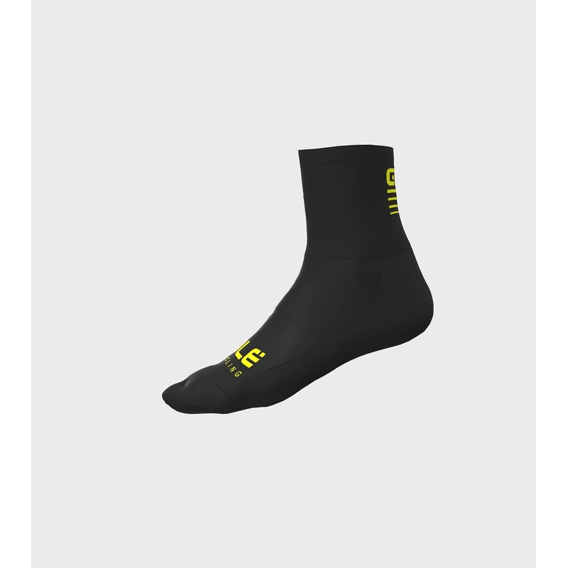 Calcetines de Verano Q-Skin 14cm Carretera 2.0 Negro/Amarillo Fluorescente Talla L (44-47)